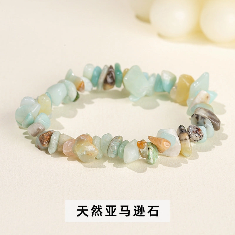 Wholesale natural crystal agate colorful gravel elastic bracelet