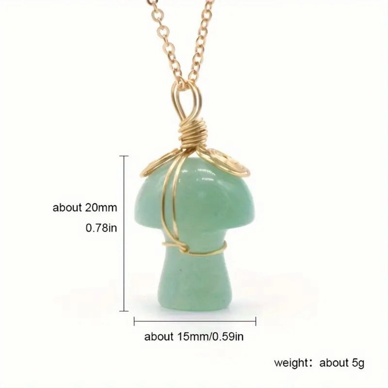 Wholesale Natural Crystal Stone Mushroom Necklace