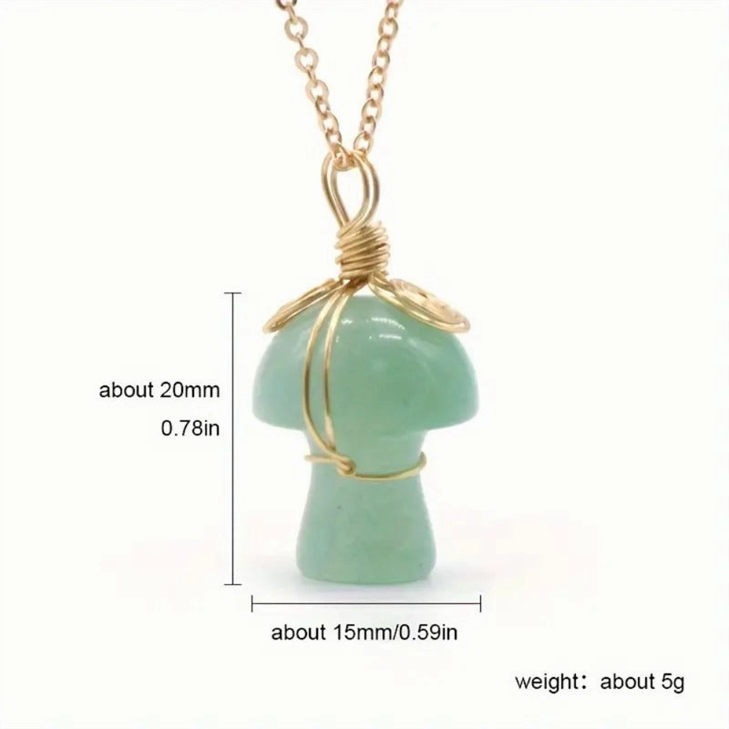 Wholesale Natural Crystal Stone Mushroom Necklace