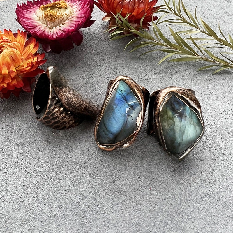 Wholesale Natural Elongated Moonstone Raw Stone Ring