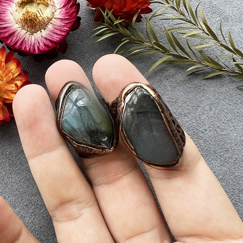 Wholesale Natural Elongated Moonstone Raw Stone Ring
