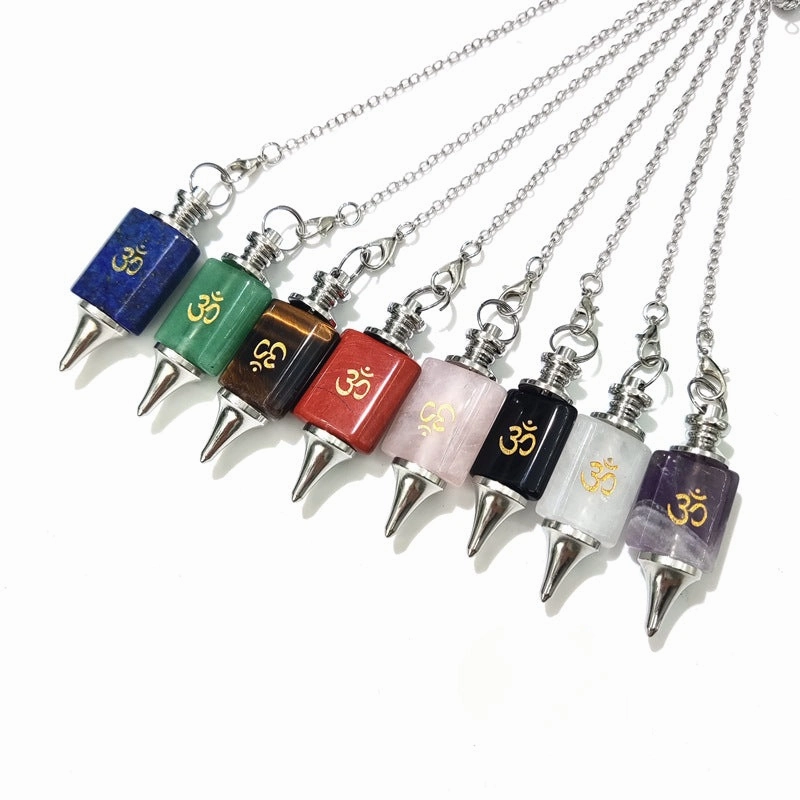 Wholesale Natural Purple Pink White Crystal Polyhedral Pendant Necklace