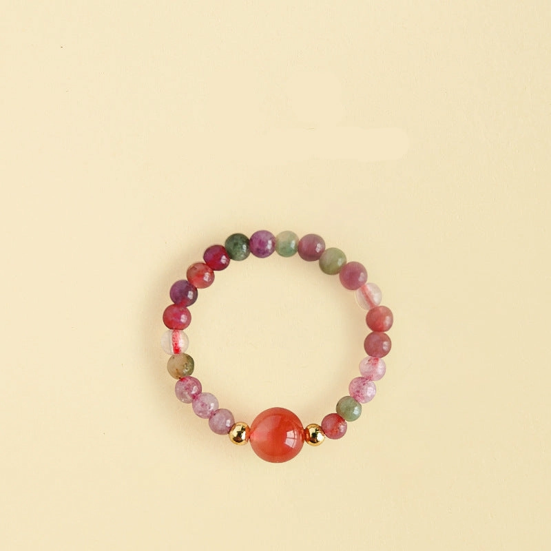 Wholesale Natural South Red Jade Agate Pearl Garnet Amethyst Ring