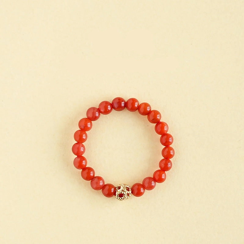 Wholesale Natural South Red Jade Agate Pearl Garnet Amethyst Ring
