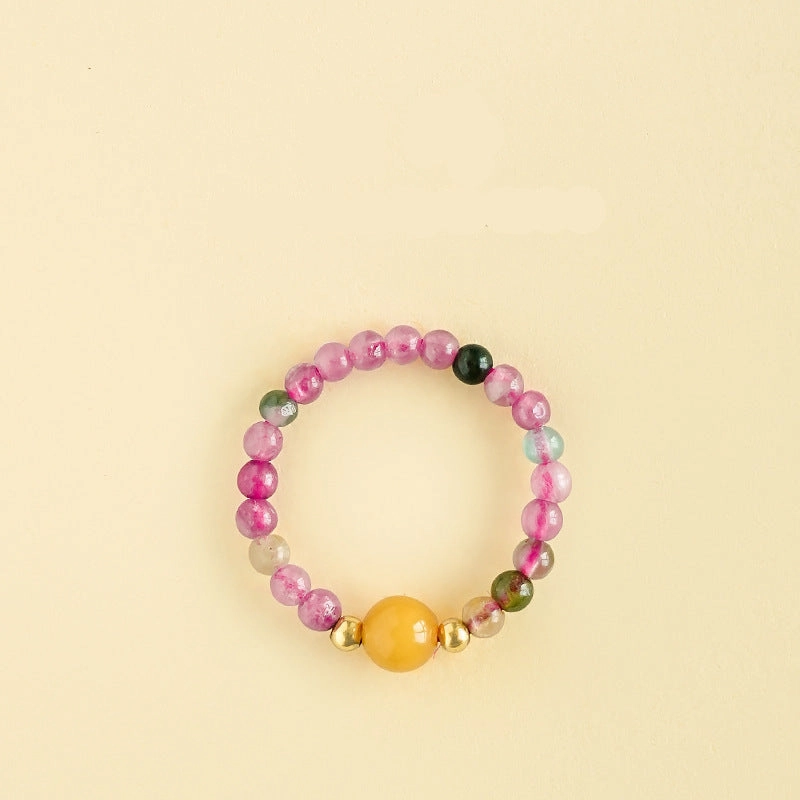 Wholesale Natural South Red Jade Agate Pearl Garnet Amethyst Ring