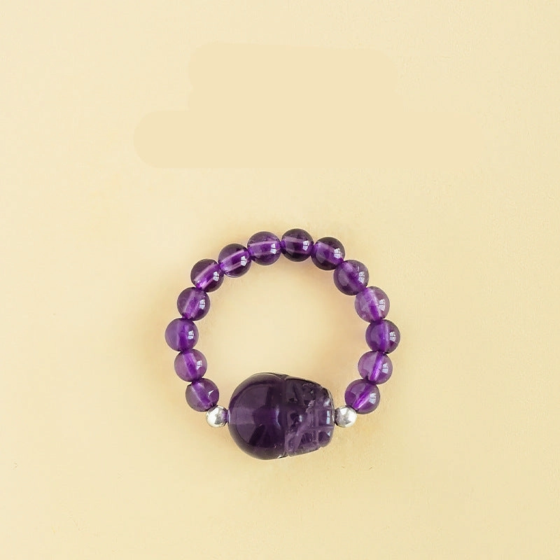Wholesale Natural South Red Jade Agate Pearl Garnet Amethyst Ring