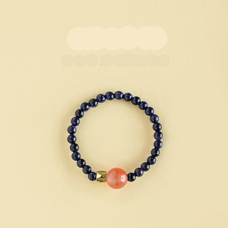 Wholesale Natural South Red Jade Agate Pearl Garnet Amethyst Ring