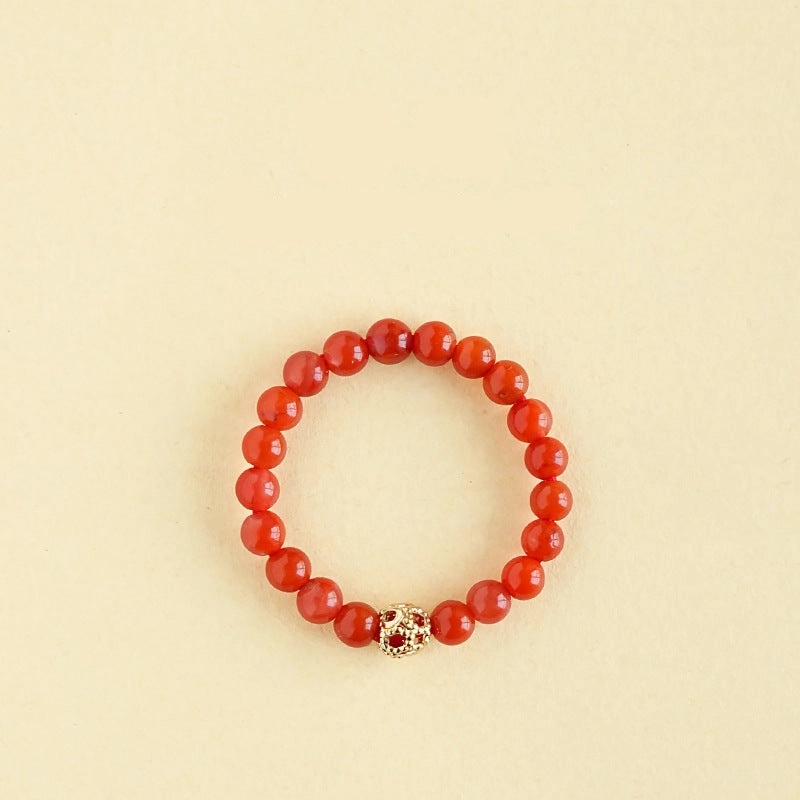 Wholesale Natural South Red Jade Agate Pearl Garnet Amethyst Ring