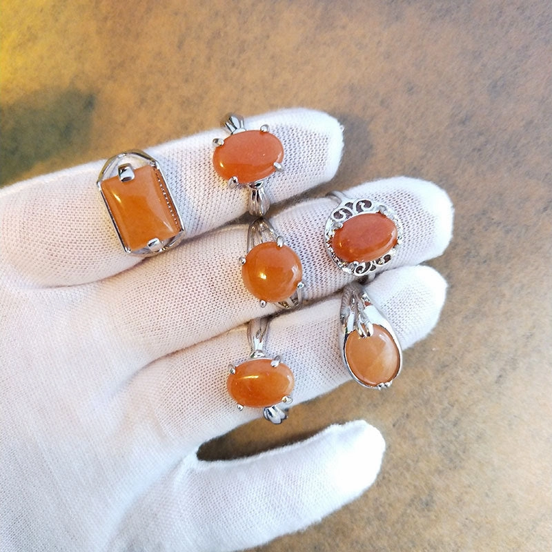 Wholesale Natural Stone Alloy Rings