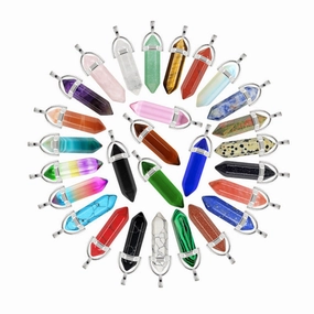 Wholesale Natural Stone Crystal Bullet Necklaces