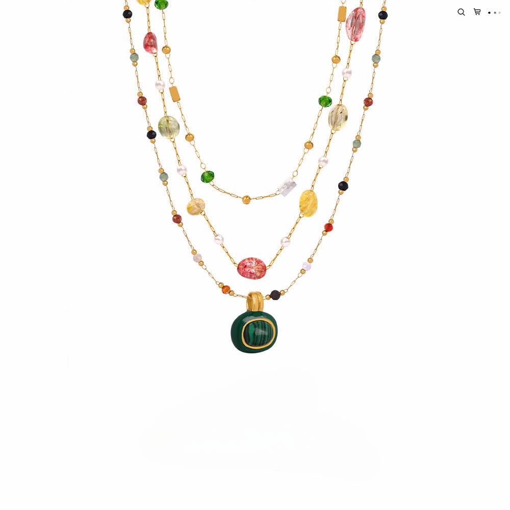 Wholesale Natural Stone Handmade Beaded Titanium Steel Necklaces