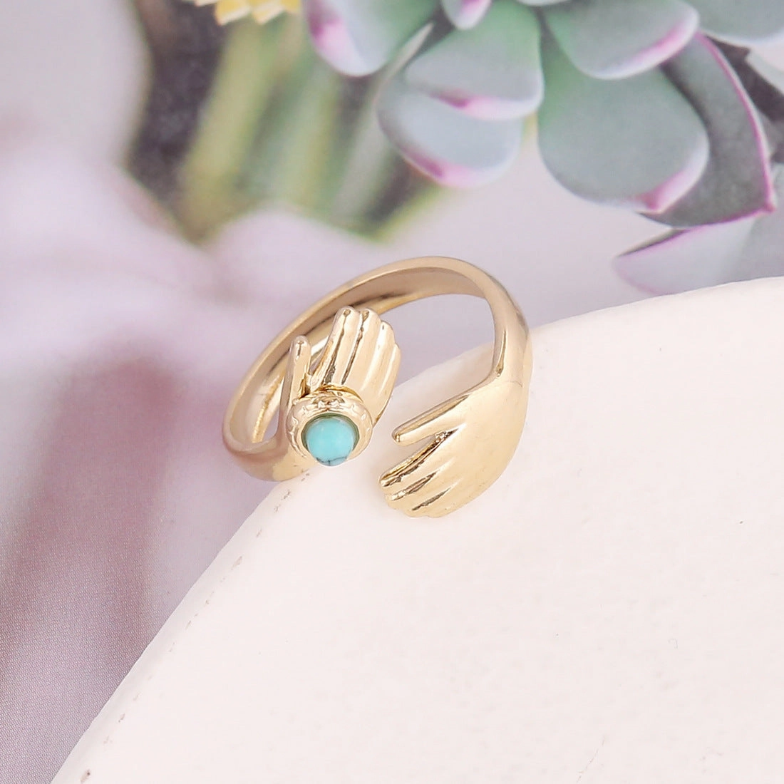 Wholesale Natural Stone Stainless Steel Rings