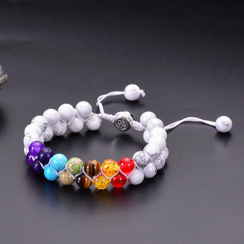 Wholesale Natural Turquoise Double Layer Woven Bracelets
