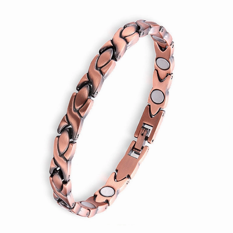 Wholesale Natural Turquoise Vintage Aged Adjustable Zinc Alloy Magnet Bracelet