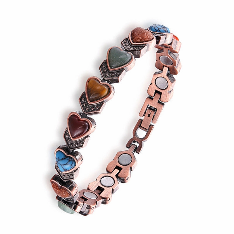 Wholesale Natural Turquoise Vintage Aged Adjustable Zinc Alloy Magnet Bracelet
