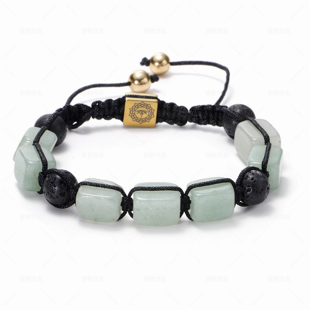 Wholesale Natural Volcanic Stone White Crystal Handwoven Rectangular Agate Bracelet