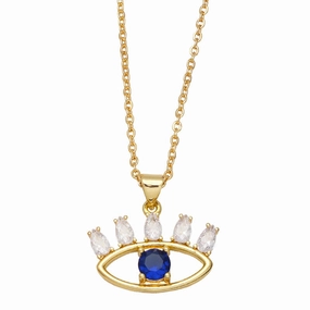 Wholesale Necklace Copper 18K Gold Plated Zircon Enamel Devil Eye OLY-NE-AS012