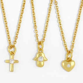 Wholesale Necklace Copper Plated 18K Gold Cross Heart OLY-NE-AS005