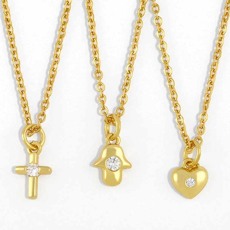 Wholesale Necklace Copper Plated 18K Gold Cross Heart OLY-NE-AS005