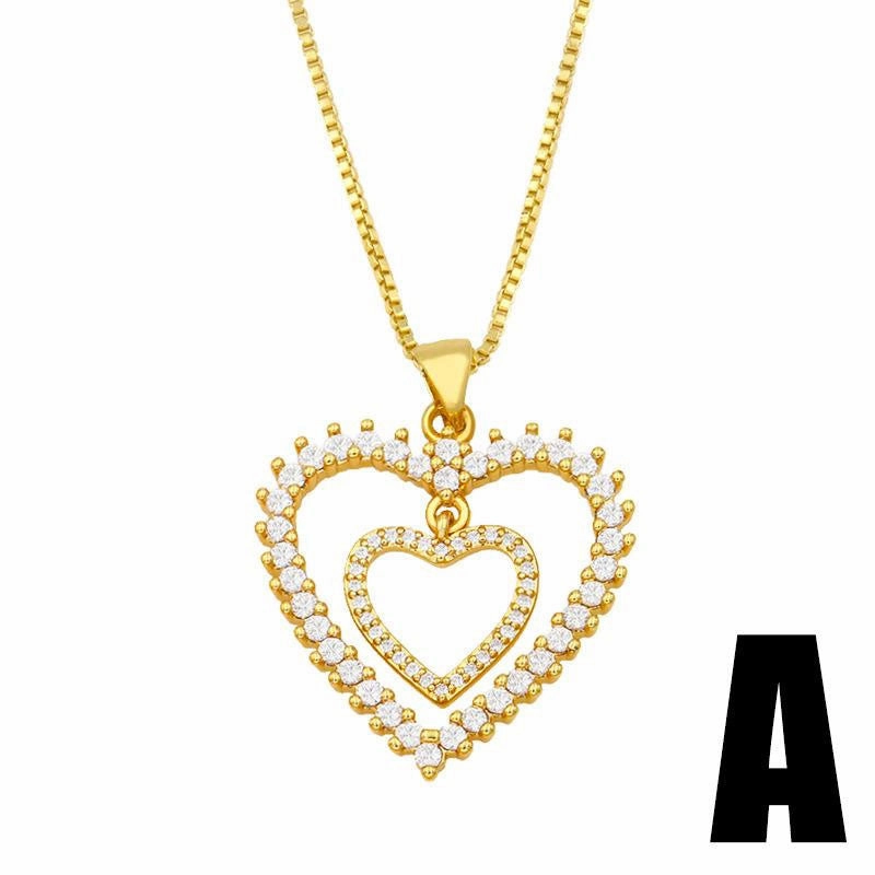 Wholesale Necklace Copper Plated 18K Gold Hollow Heart Shape Dove of Peace OLY-NE-AS006