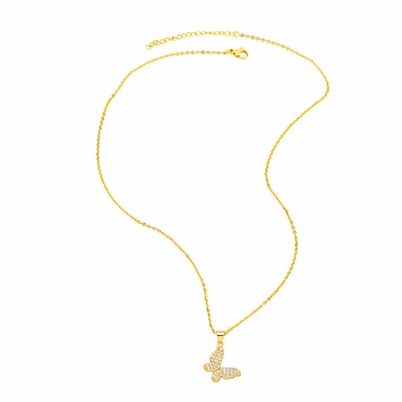 Wholesale Necklace Copper-plated 18K Gold Zircon Butterfly Devil Eye OLY-NE-AS008