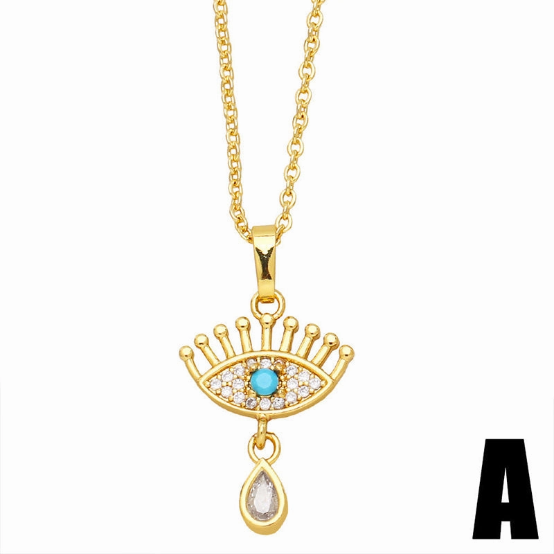 Wholesale Necklace Copper-plated 18K Gold Zircon Butterfly Devil Eye OLY-NE-AS008