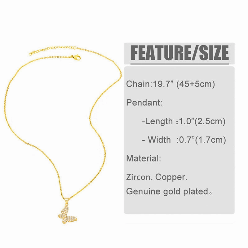 Wholesale Necklace Copper-plated 18K Gold Zircon Butterfly Devil Eye OLY-NE-AS008