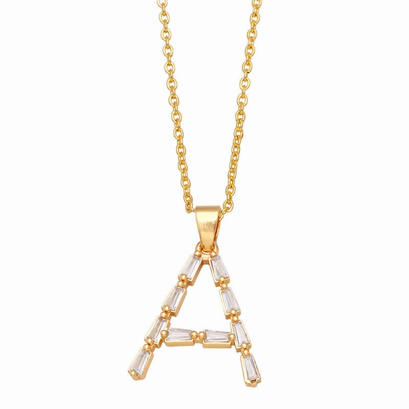 Wholesale Necklace Copper-plated 18K Gold Zircon Letters OLY-NE-AS011