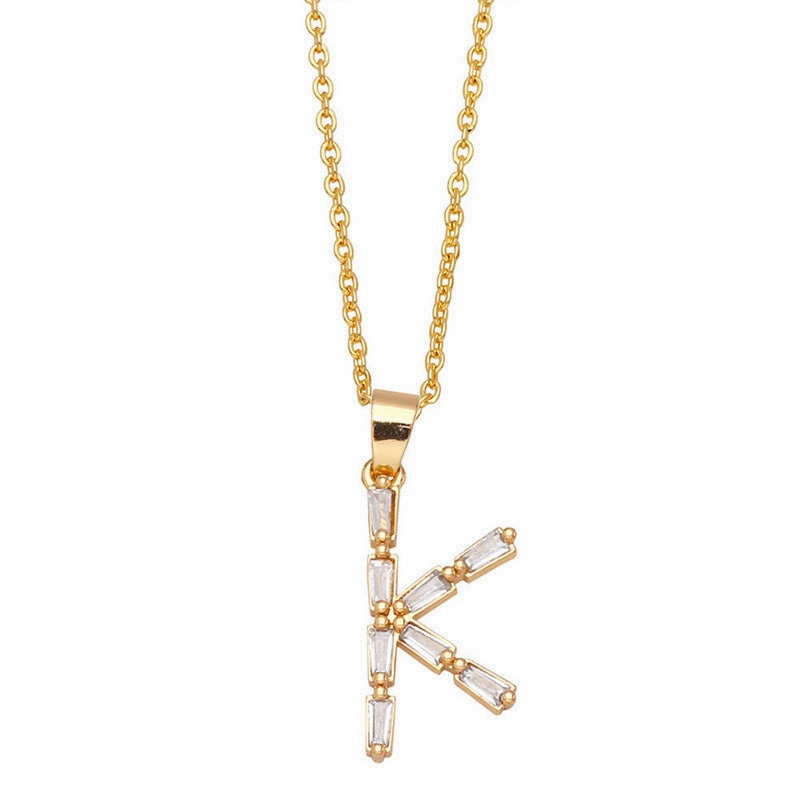 Wholesale Necklace Copper-plated 18K Gold Zircon Letters OLY-NE-AS011