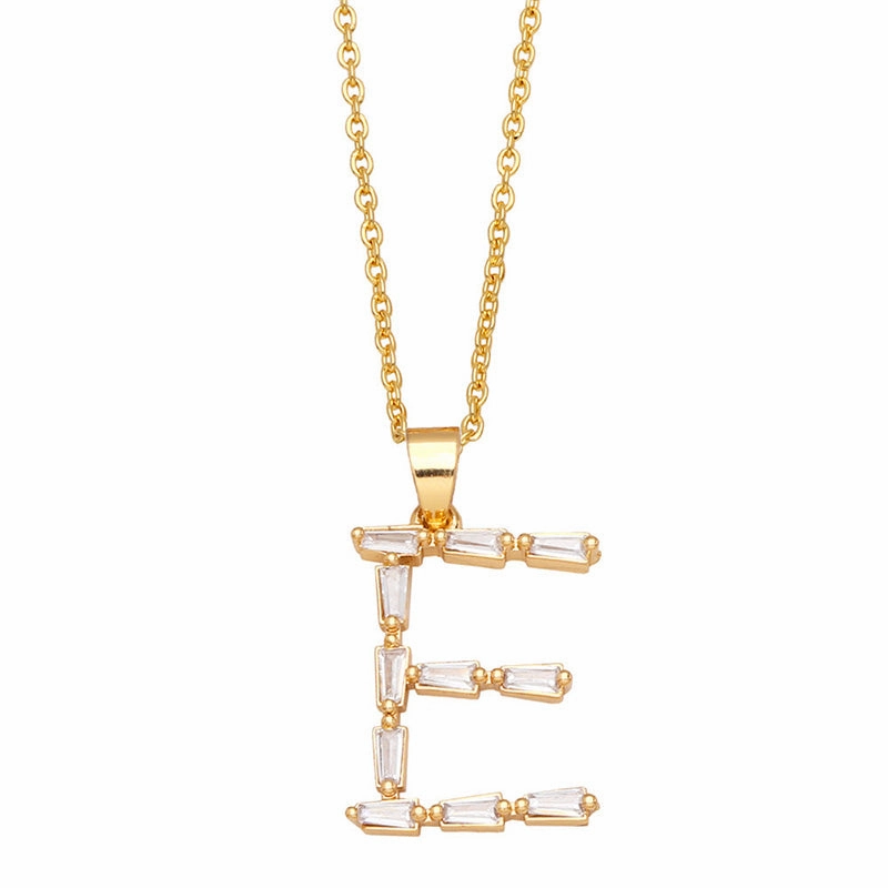 Wholesale Necklace Copper-plated 18K Gold Zircon Letters OLY-NE-AS011