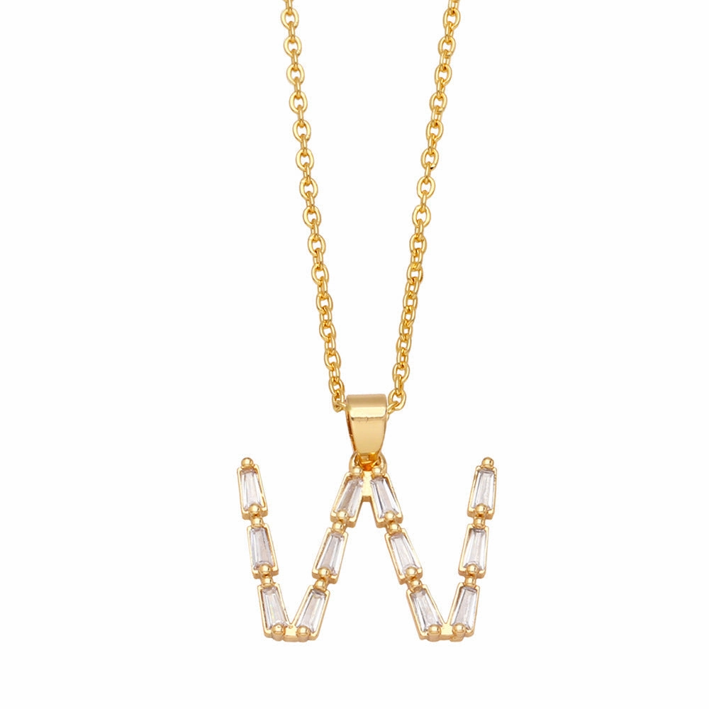 Wholesale Necklace Copper-plated 18K Gold Zircon Letters OLY-NE-AS011