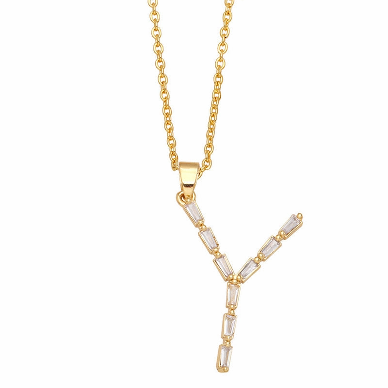Wholesale Necklace Copper-plated 18K Gold Zircon Letters OLY-NE-AS011