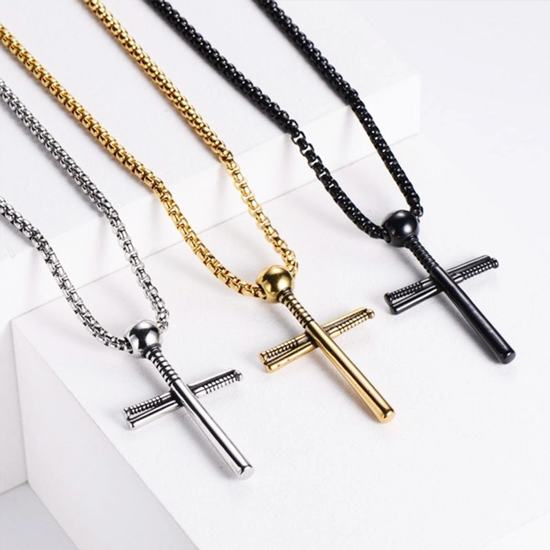 Wholesale Necklace Electroplated Stainless Steel Baseball Cross OLY-NE-AIMILUO001