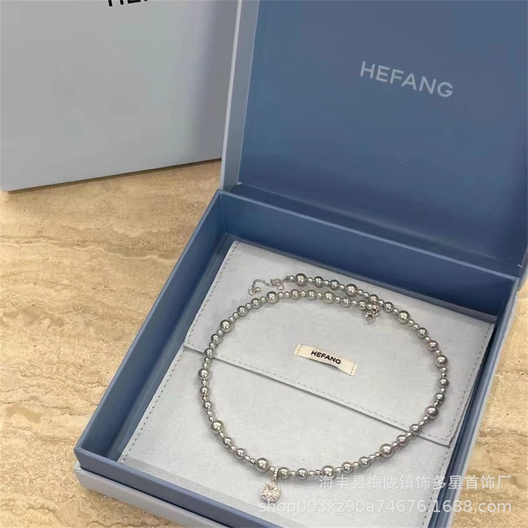 Wholesale Necklace Silver Grey Women's Valentine's Day Gift
