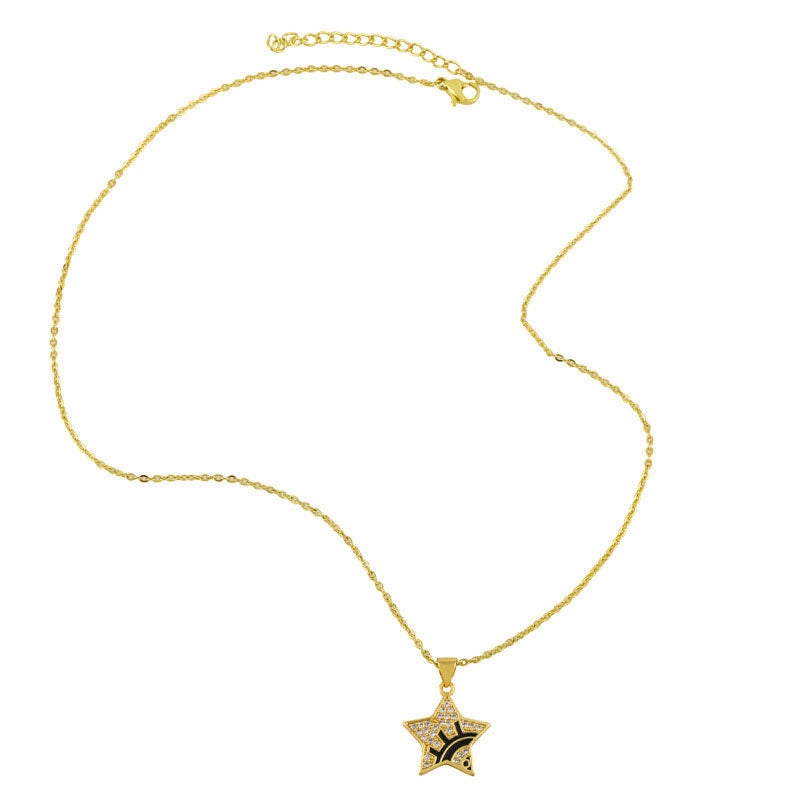 Wholesale Necklace Simple Copper Plated 18K Gold Pentagram OLY-NE-AS011