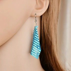 Wholesale New Arrival Sequin Exaggerated Multicolor Large Area Sequin All-match Metal Earrings