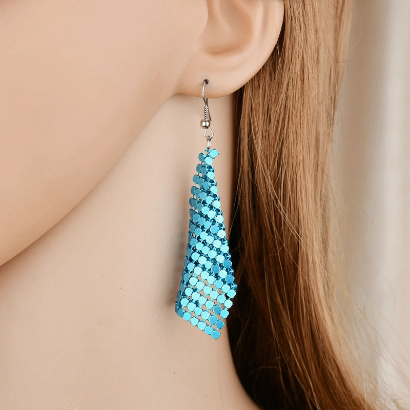 Wholesale New Arrival Sequin Exaggerated Multicolor Large Area Sequin All-match Metal Earrings