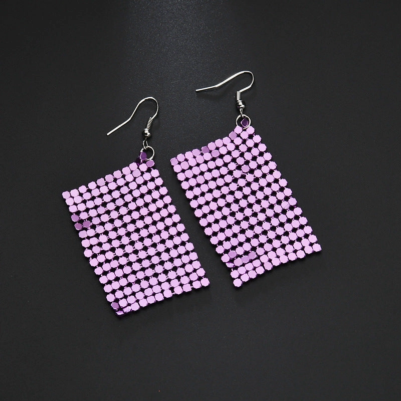 Wholesale New Arrival Sequin Exaggerated Multicolor Large Area Sequin All-match Metal Earrings
