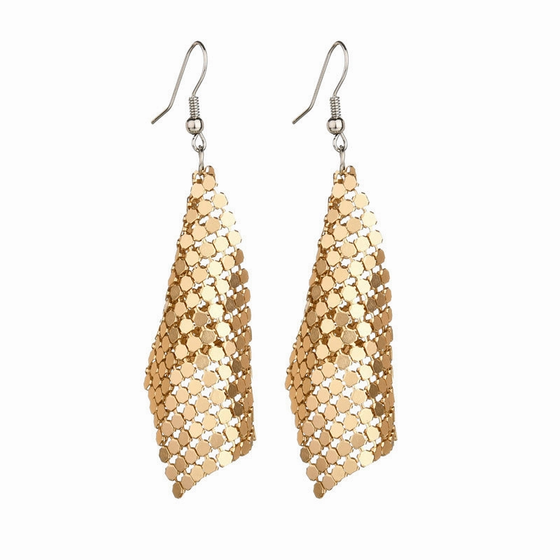 Wholesale New Arrival Sequin Exaggerated Multicolor Large Area Sequin All-match Metal Earrings