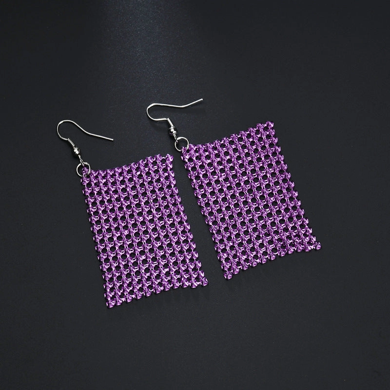 Wholesale New Arrival Sequin Exaggerated Multicolor Large Area Sequin All-match Metal Earrings
