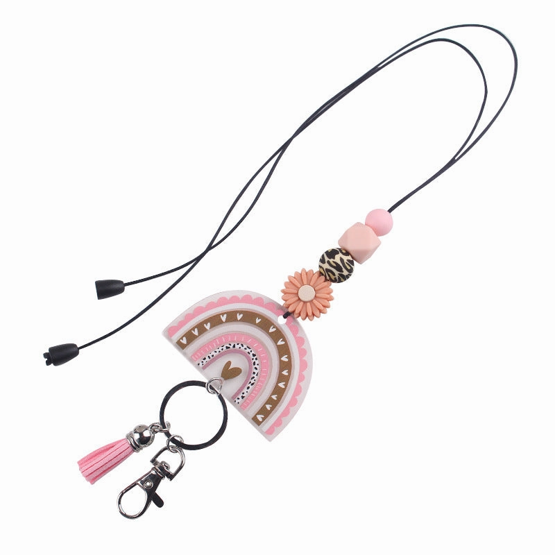 Wholesale New Cartoon Daisy Silicone Beaded Lanyard Certificate Necklace DIY acrylic Keychain Certificate Lanyard