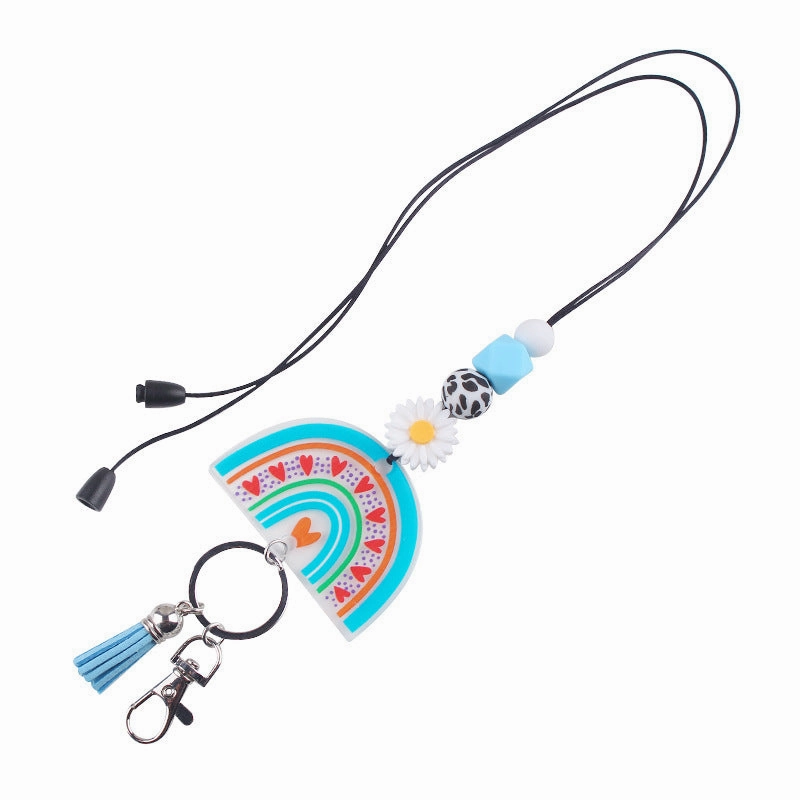 Wholesale New Cartoon Daisy Silicone Beaded Lanyard Certificate Necklace DIY acrylic Keychain Certificate Lanyard