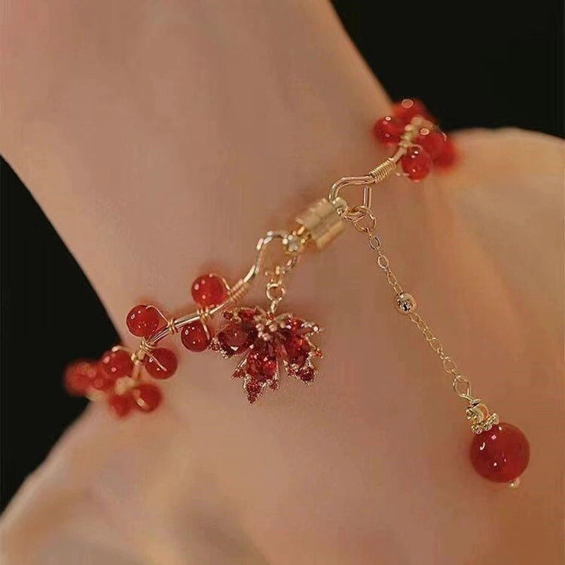 Wholesale New Chinese Style Red Maple Leaf Bracelet