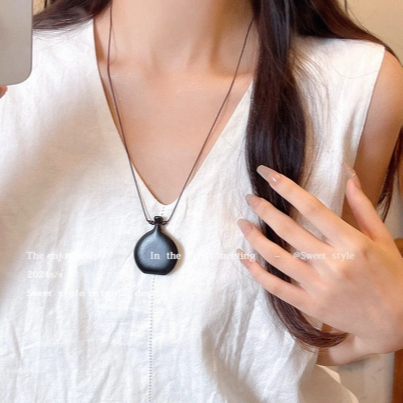 Wholesale New Chinese Zen retro feather necklace double layer long sweater chain Bohemian