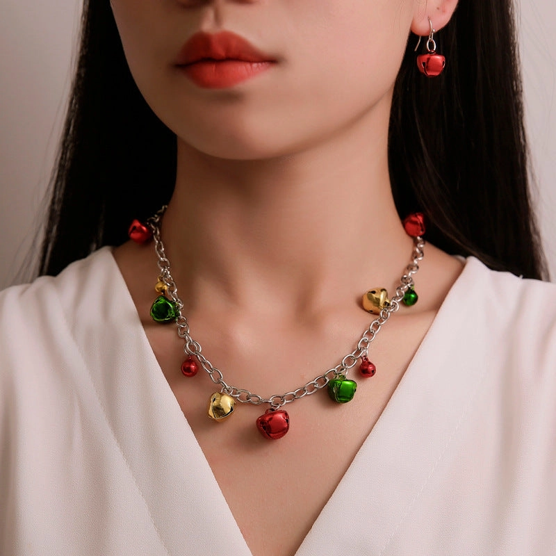Wholesale New Christmas Colorful Bell Necklace Bracelet Earrings Christmas Ornaments
