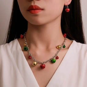 Wholesale New Christmas Colorful Bell Necklace Bracelet Earrings Christmas Ornaments