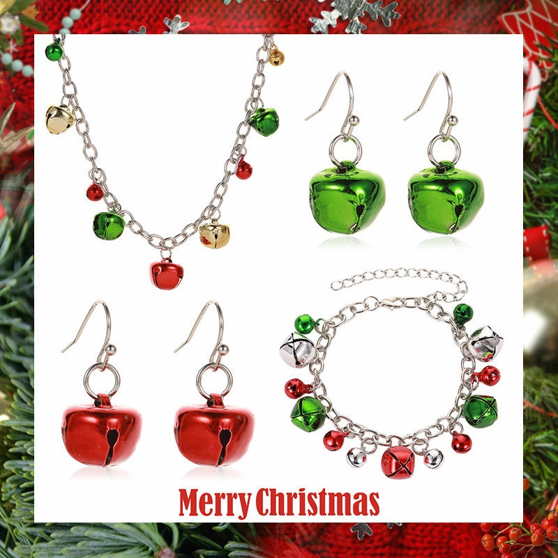Wholesale New Christmas Colorful Bell Necklace Bracelet Earrings Christmas Ornaments