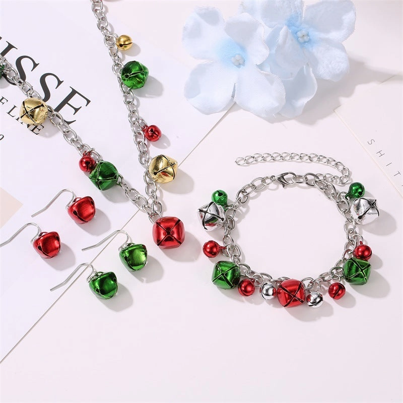 Wholesale New Christmas Colorful Bell Necklace Bracelet Earrings Christmas Ornaments