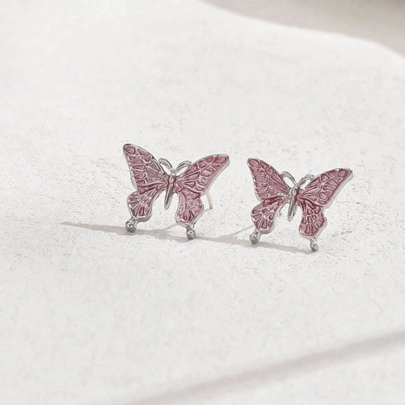 Wholesale New Colorful Butterfly Necklace Earrings Fresh and Sweet Jewelry Set