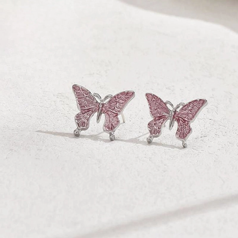 Wholesale New Colorful Butterfly Necklace Earrings Fresh and Sweet Jewelry Set